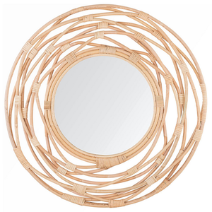 Specchio da parete Rattan Beige ø 75 cm Decorativo Corridoio Boho