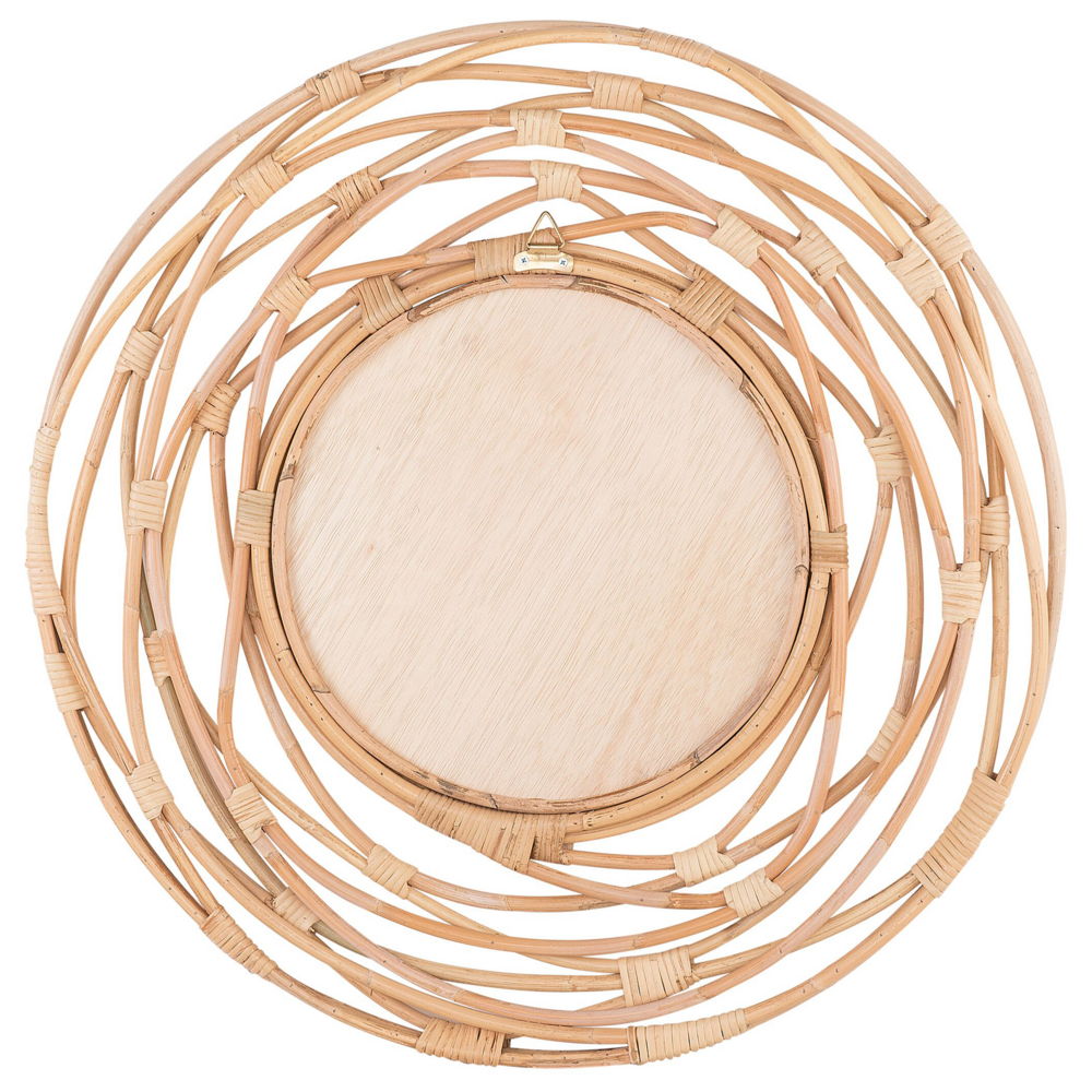 Specchio da parete Rattan Beige ø 75 cm Decorativo Corridoio Boho