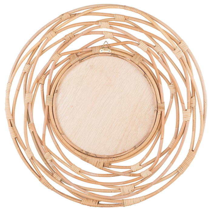 Specchio da parete Rattan Beige ø 75 cm Decorativo Corridoio Boho