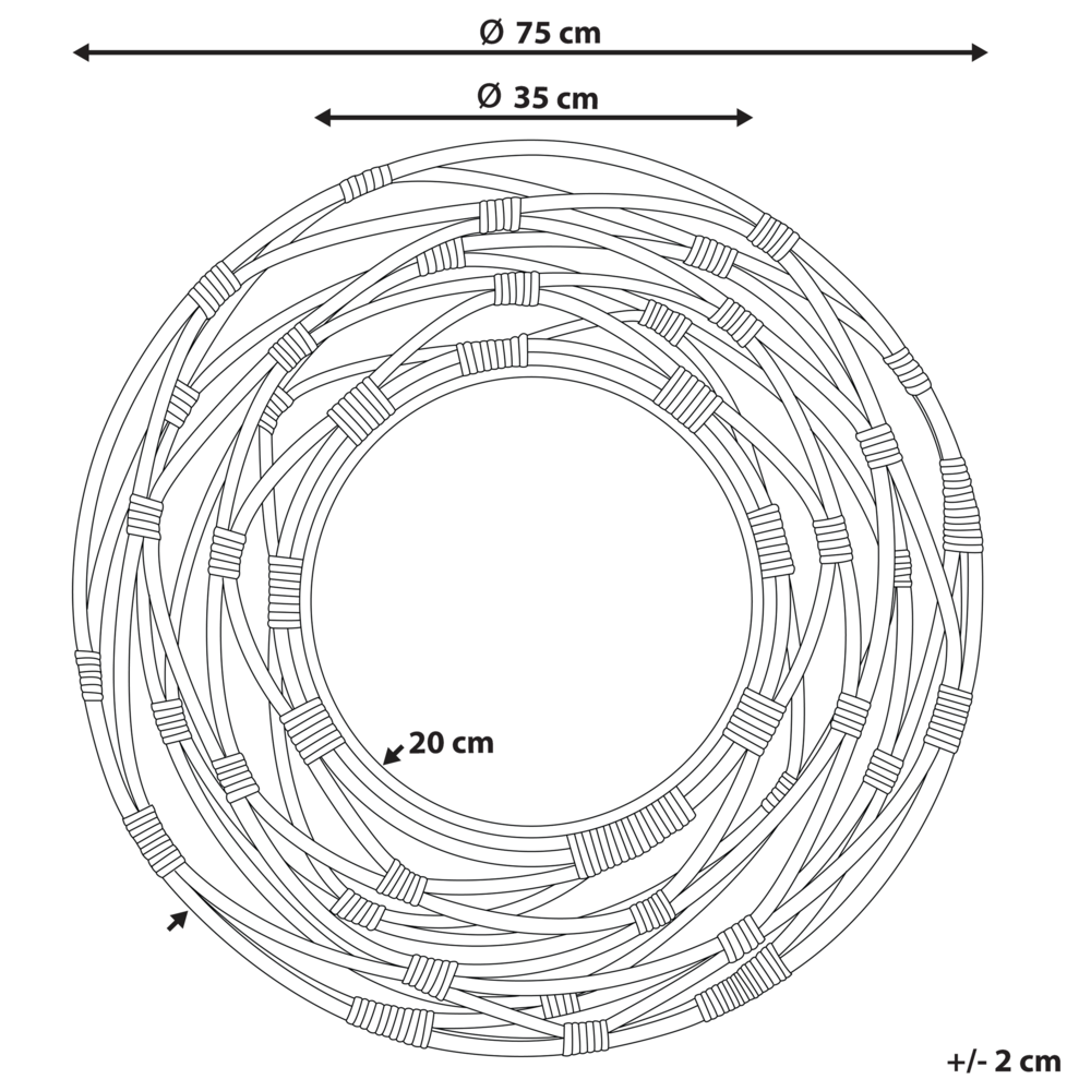 Specchio da parete Rattan Beige ø 75 cm Decorativo Corridoio Boho