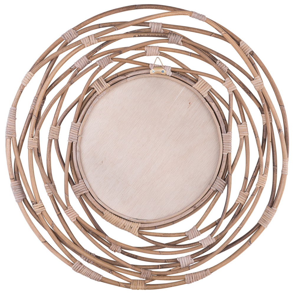Specchio da parete Sand Beige Rattan ø 75 cm Decorativo Corridoio stile Boho moderno