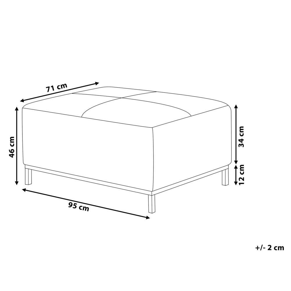 Pouf Poggiapiedi Imbottito Tessuto Beige Rettangolare Minimalista Moderno