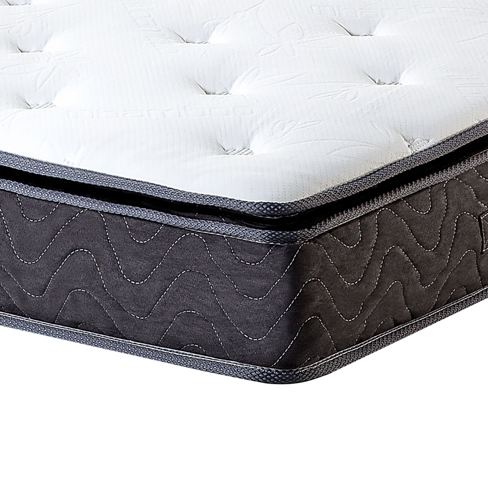 Materasso a molle insacchettate bianco con tessuto di bambù grigio matrimoniale 140 x 200 cm medio Firm 5 Zone