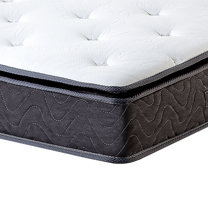 Materasso a molle insacchettate bianco con tessuto di bambù grigio matrimoniale 140 x 200 cm medio Firm 5 Zone