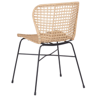 Set di 2 sedie da pranzo Sand Beige Rattan Vimini Struttura in metallo Nero Rustico per interni Boho Design