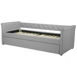 Divano Letto estraibile 90 x 200 cm Rivestimento in tessuto grigio Misura singola sottoletto per ospiti