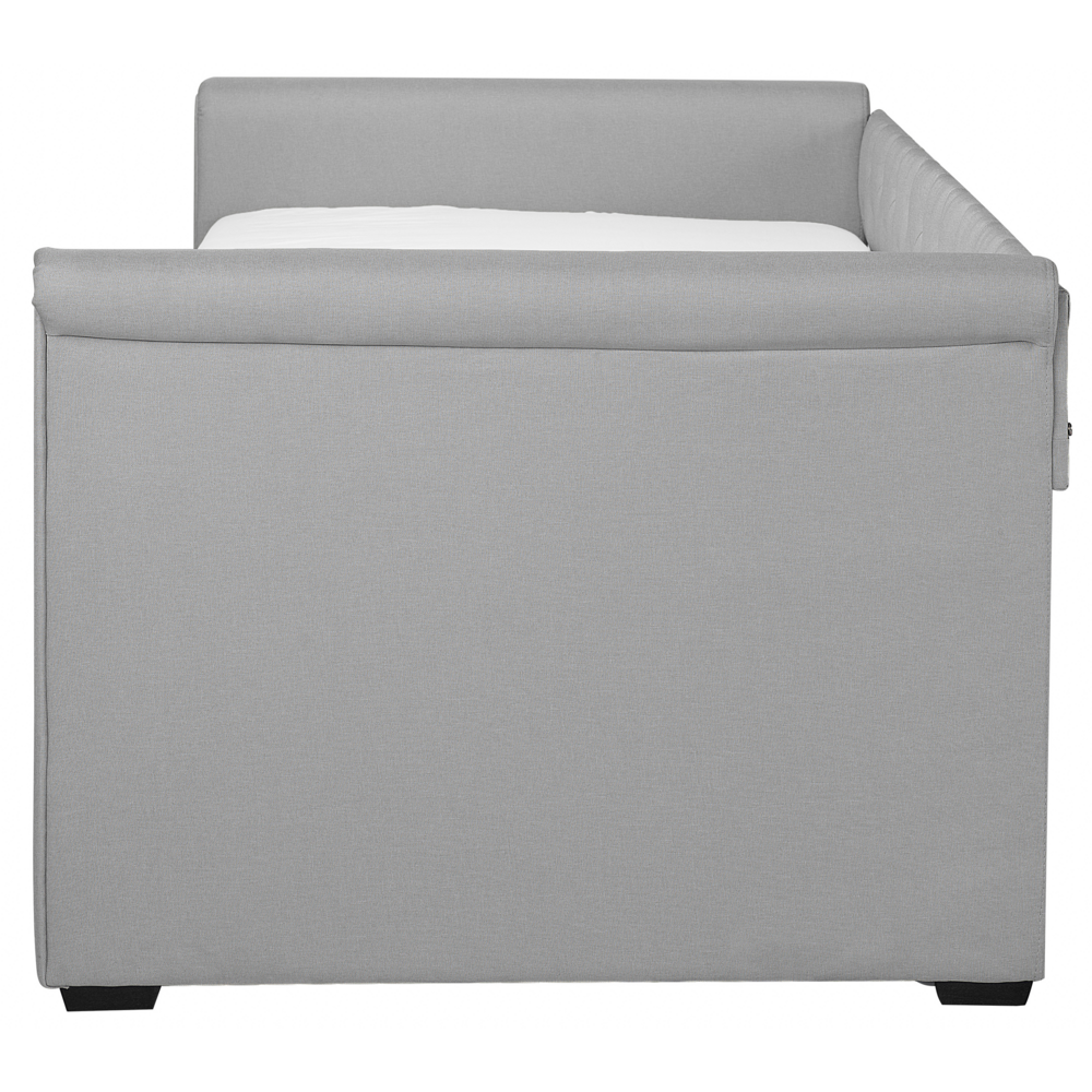 Divano Letto estraibile 90 x 200 cm Rivestimento in tessuto grigio Misura singola sottoletto per ospiti
