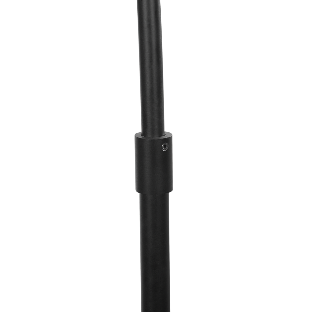 Lampada da Terra Arco in Metallo Nero 195 cm con Paralume in Rattan