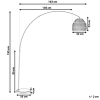 Lampada da Terra Arco in Metallo Nero 195 cm con Paralume in Rattan