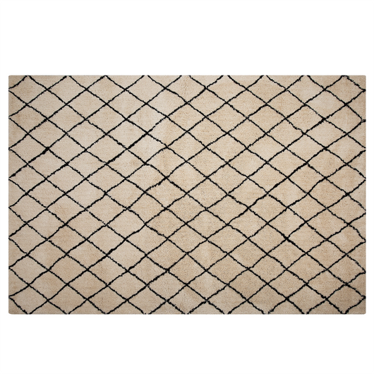 Tappeto tappetino Beige Con Nero 200 x 300 cm Shaggy Motivo Geometrico Moderno