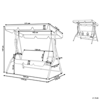 Altalena da giardino per patio con struttura in acciaio a rete a righe verdi a 3 posti con baldacchino