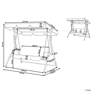 Altalena da giardino per patio con struttura in acciaio a rete a righe verdi a 3 posti con baldacchino