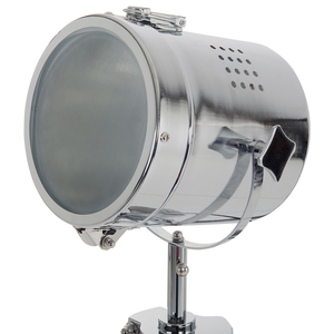 Lampada da Terra Bianco Metallo 143 cm Faretto Paralume Cilindrico Treppiede Design Industriale