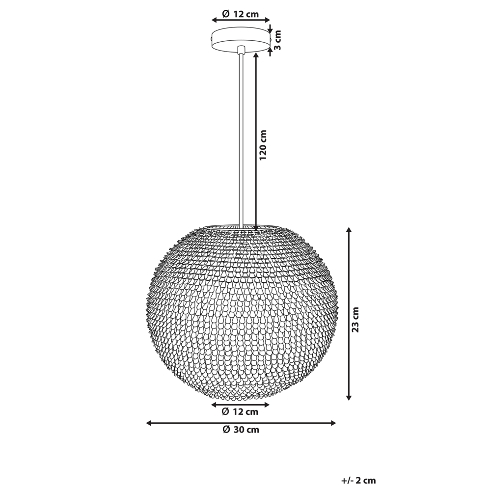 Lampada a sospensione in metallo argentato a forma di globo