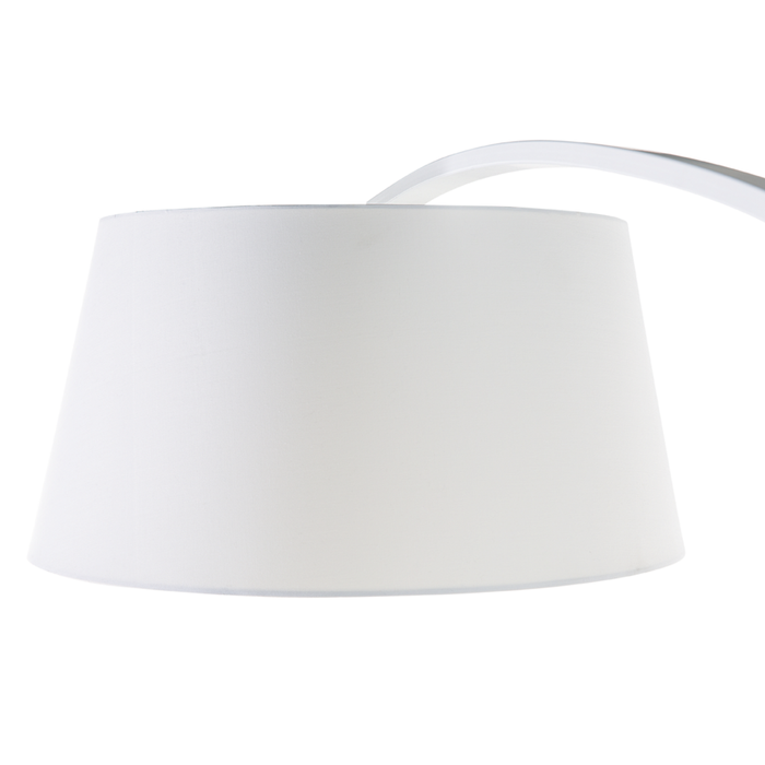 Lampada da terra in metallo bianco 234 cm con struttura curva paralume in policotone paralume a tamburo con base in marmo dal design moderno