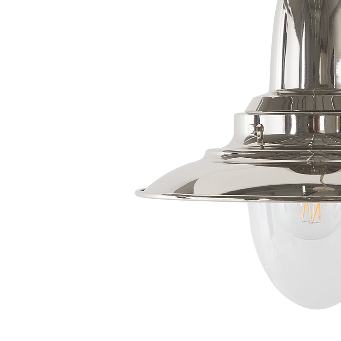 Lampada a Sospensione da Soffitto Paralume in Metallo Argento Lampadina Nuda Industriale