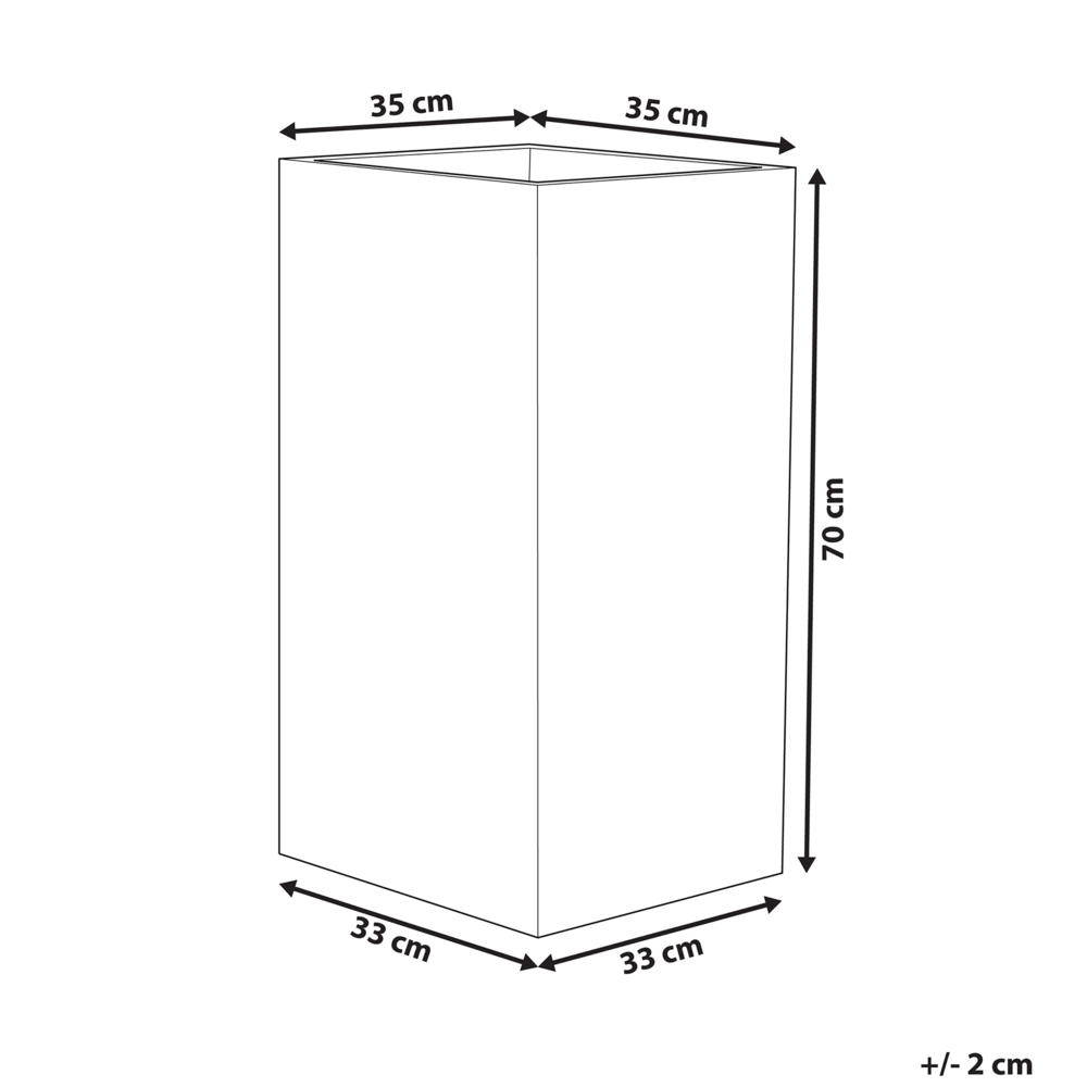 Vaso per piante alto in pietra marrone 35 x 35 x 70 cm Fioriera per interni ed esterni