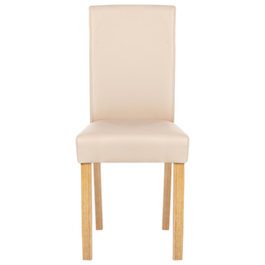 Set di 2 sedie da pranzo beige con gambe in legno ecopelle tradizionali
