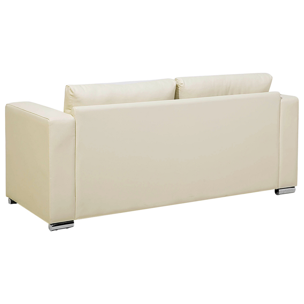 Divano a 3 posti Rivestimento in pelle crosta beige chiaro Gambe cromate Design retrò