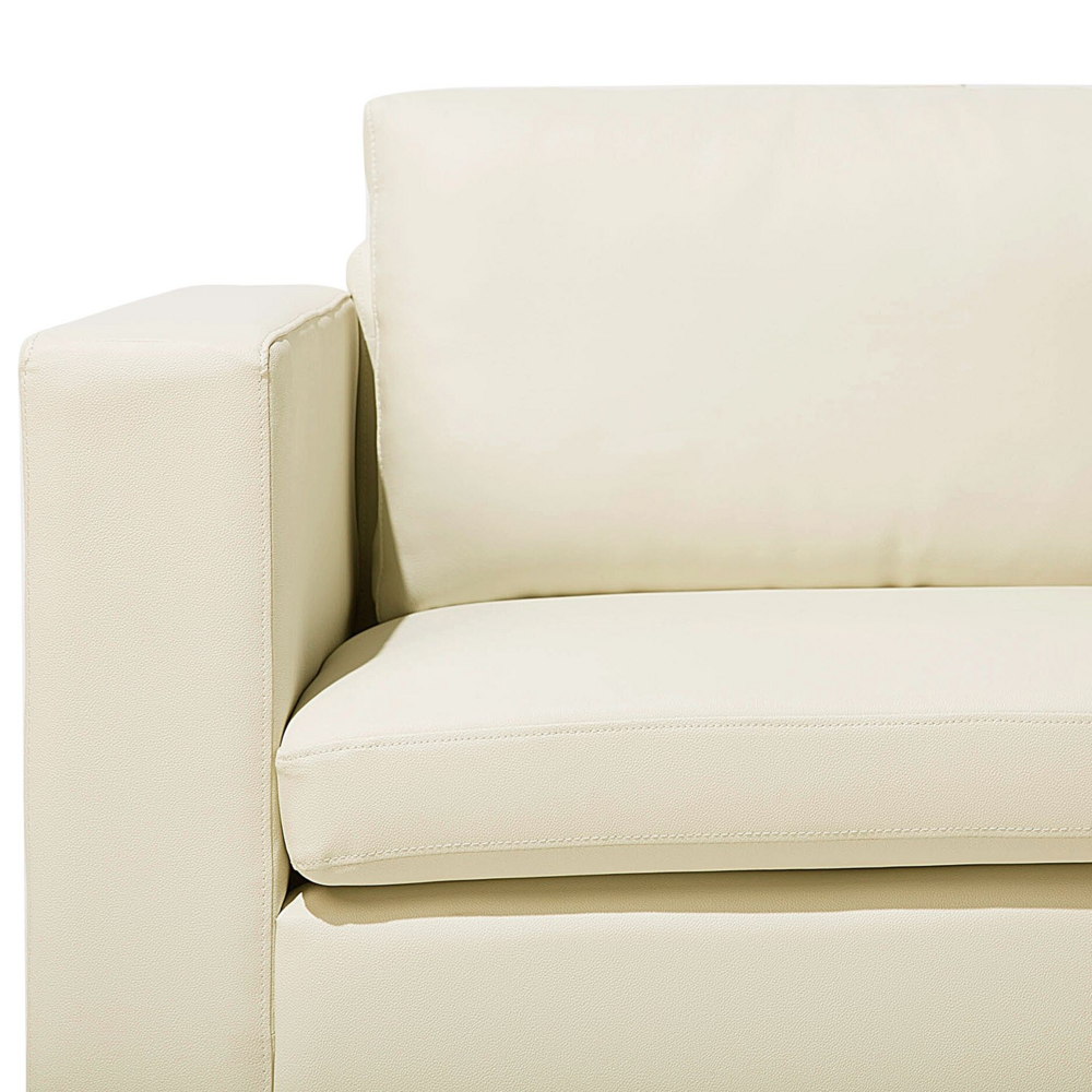 Divano a 3 posti Rivestimento in pelle crosta beige chiaro Gambe cromate Design retrò