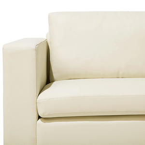 Divano a 3 posti Rivestimento in pelle crosta beige chiaro Gambe cromate Design retrò