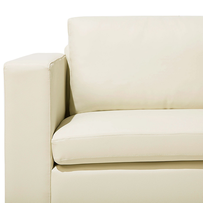 Divano a 3 posti Rivestimento in pelle crosta beige chiaro Gambe cromate Design retrò