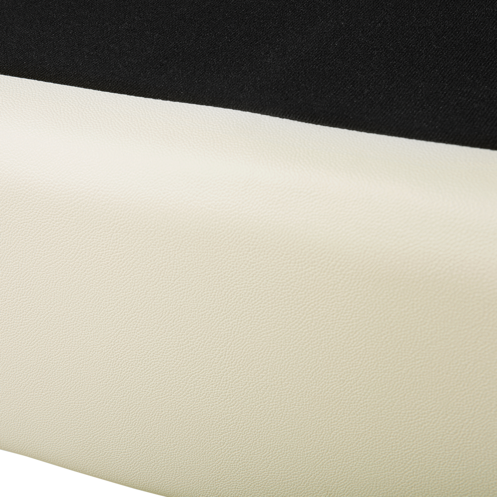 Divano a 3 posti Rivestimento in pelle crosta beige chiaro Gambe cromate Design retrò