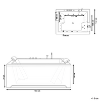 Vasca Idromassaggio Dritta Bianca Sanitaria Acrilico Singola 183 x 142 cm Spazio per 2 Rettangolare Stile Moderno