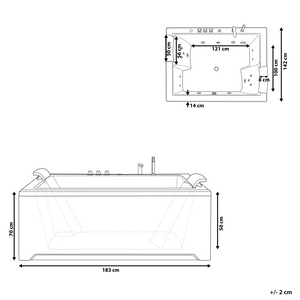 Vasca Idromassaggio Dritta Bianca Sanitaria Acrilico Singola 183 x 142 cm Spazio per 2 Rettangolare Stile Moderno