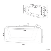 Vasca da bagno ad angolo Vasca Idromassaggio in acrilico bianco 182 x 121 cm Vasca a versione destra con poggiatesta