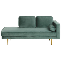 Chaise longue Verde Menta Velluto Imbottito Orientamento versione destra Gambe In Metallo Rafforzamento Cuscino Design Moderno