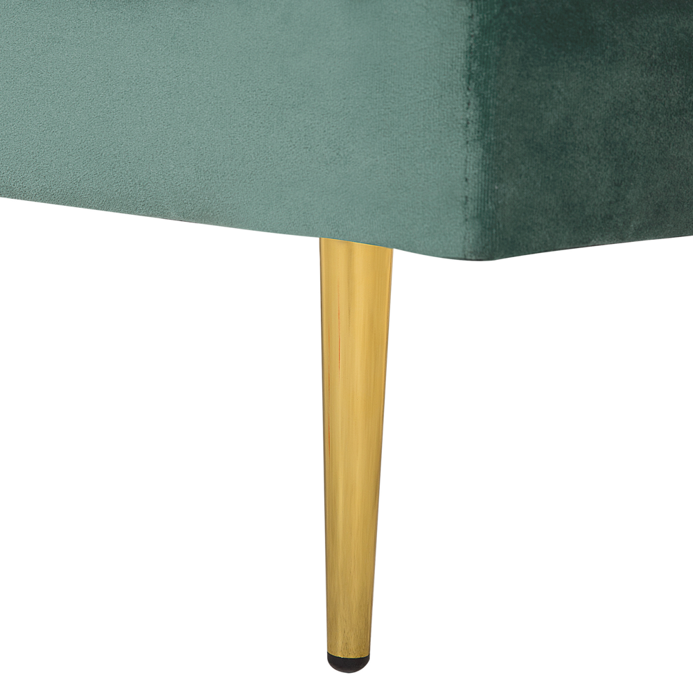 Chaise longue Verde Menta Velluto Imbottito Orientamento versione destra Gambe In Metallo Rafforzamento Cuscino Design Moderno