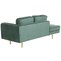 Chaise longue Verde Menta Velluto Imbottito Orientamento versione destra Gambe In Metallo Rafforzamento Cuscino Design Moderno