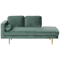 Chaise longue Verde Menta Velluto Imbottito Orientamento versione sinistra Gambe In Metallo Rafforzamento Cuscino Design Moderno