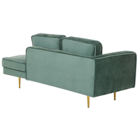 Chaise longue Verde Menta Velluto Imbottito Orientamento versione sinistra Gambe In Metallo Rafforzamento Cuscino Design Moderno