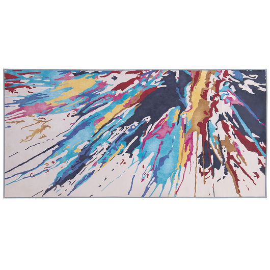 Tappeto Multicolore 80 x 150 cm Effetto Pittura Astratta Stampato pelo corto Moderno
