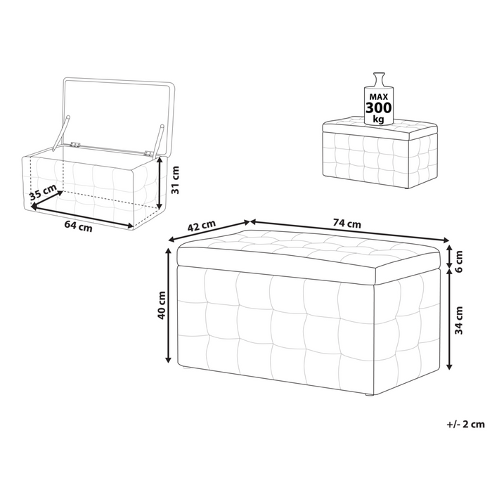 Panca per camera da letto con tappezzeria trapuntata in ecopelle bianca ottomana con contenitore