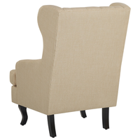 Poltrona Sedia Wingback Beige Gambe Nere Rivestite Stile Scandinavo