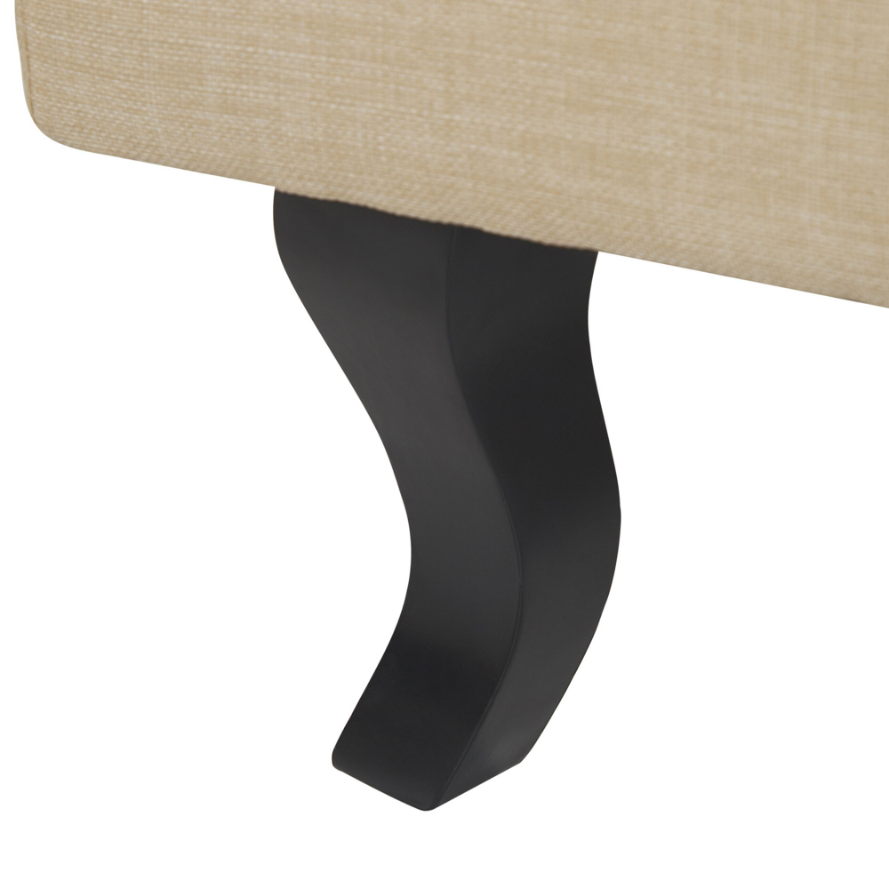 Poltrona Sedia Wingback Beige Gambe Nere Rivestite Stile Scandinavo