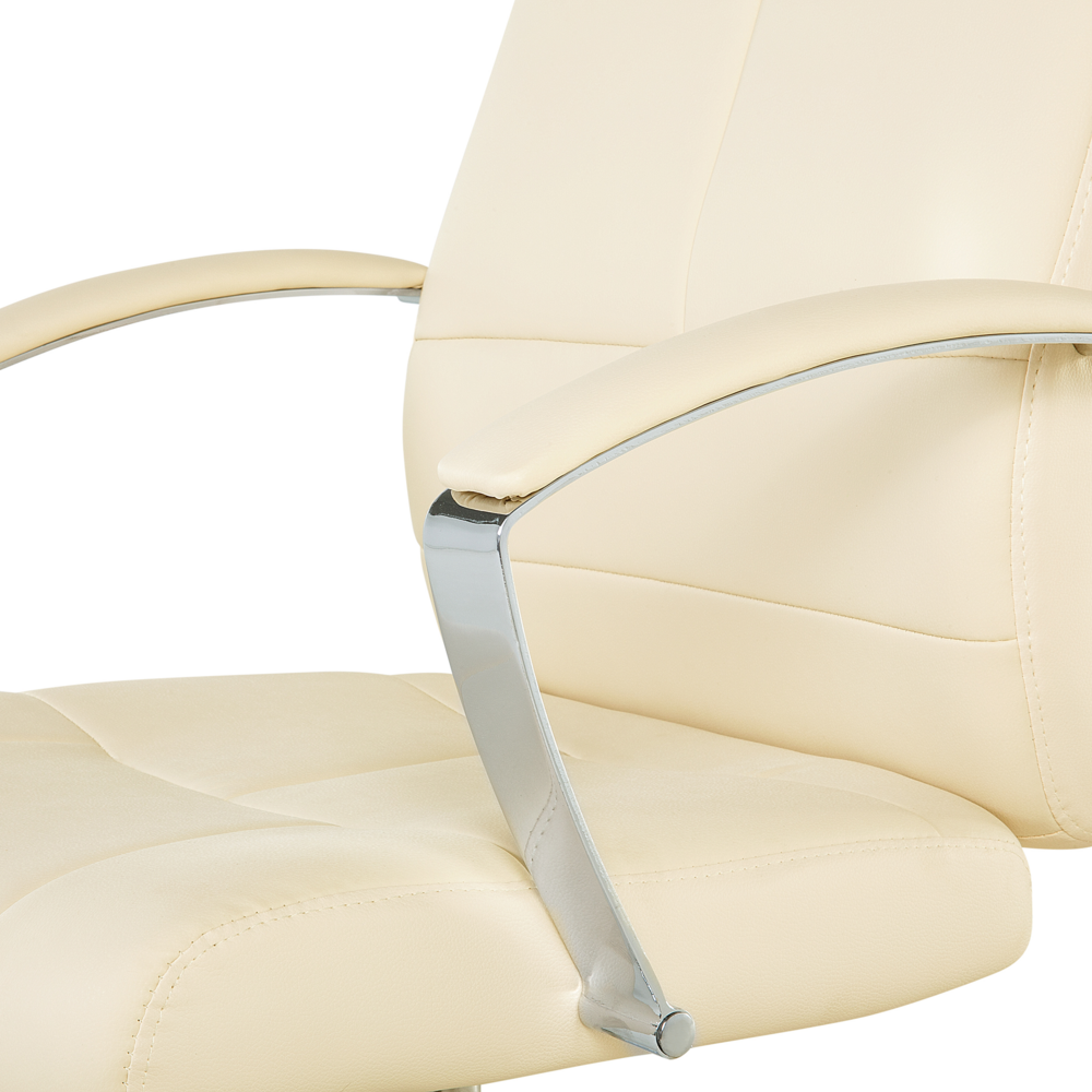 Sedia da Ufficio Girevole Regolabile in Ecopelle di colore Beige Ufficio Inclinabile