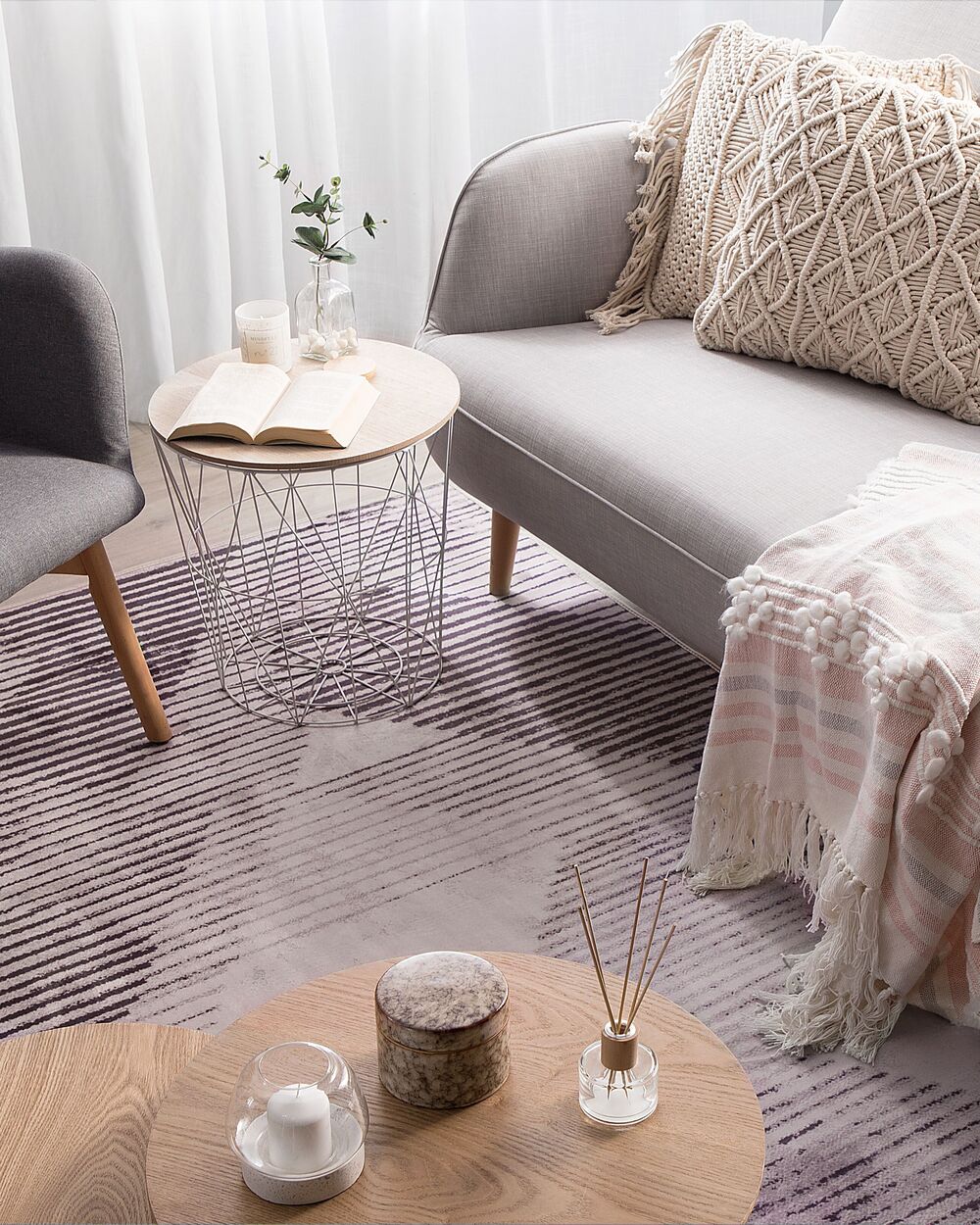 Tappeto rosa poliestere 160 x 230 cm a pelo corto motivo astratto