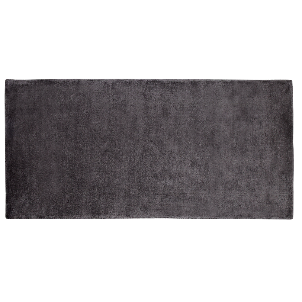 Tappeto in viscosa grigio scuro 80 x 150 cm a pelo corto capitonné moderno
