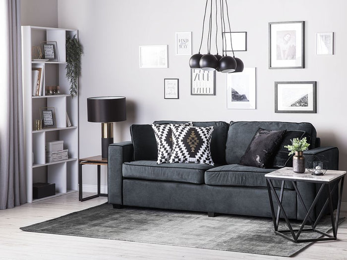 Set di 2 cuscini decorativi in cotone bianco e Nero motivo a rombi 45 x 45 cm stampa geometrica glamour arredamento moderno accessori