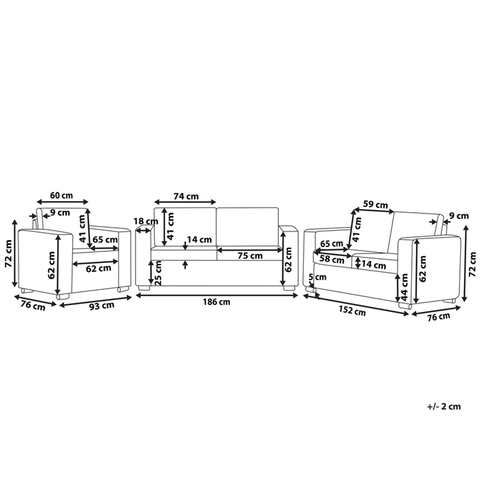 Set di divani Suite 3+2+1 Rivestimento in pelle crosta beige chiaro Gambe cromate Poltrona 3 posti Poltrona Bundle