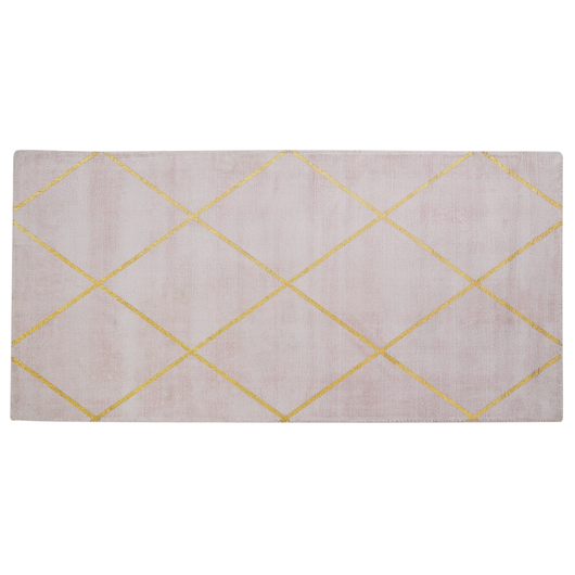 Tappeto Motivo dorato Rosa 80 x 150 cm Viscosa Geometrica Soggiorno Camera da Letto