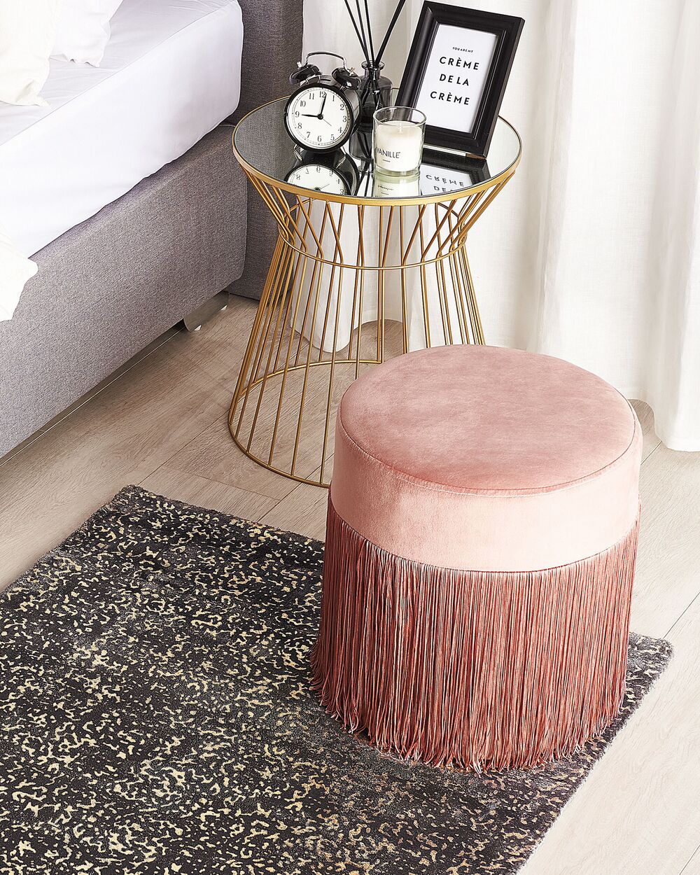 Tappeto da salotto Tappeto da soggiorno in viscosa grigio e dorato 80 x 150 cm