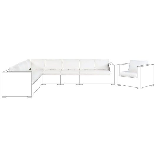 Set di fodere per cuscini per cuscini per sedile e schienale in tessuto di poliestere bianco sporco