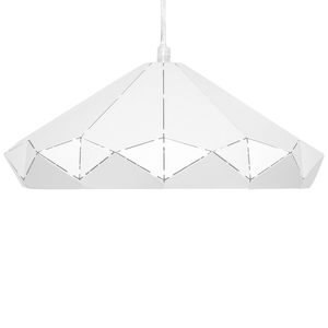 Lampada da Soffitto in Metallo Bianco da 112 cm a Sospensione con Paralume Geometrico Saldato Industrial