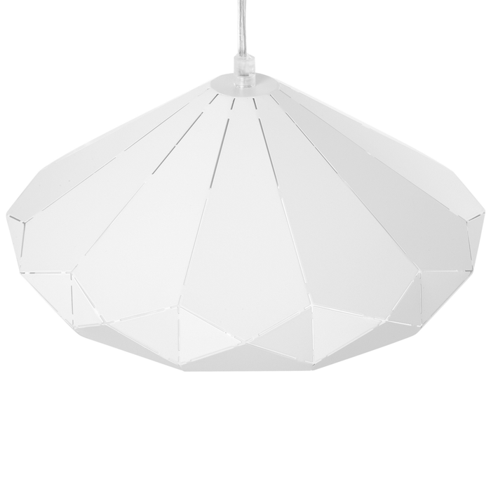 Lampada da Soffitto in Metallo Bianco da 112 cm a Sospensione con Paralume Geometrico Saldato Industrial