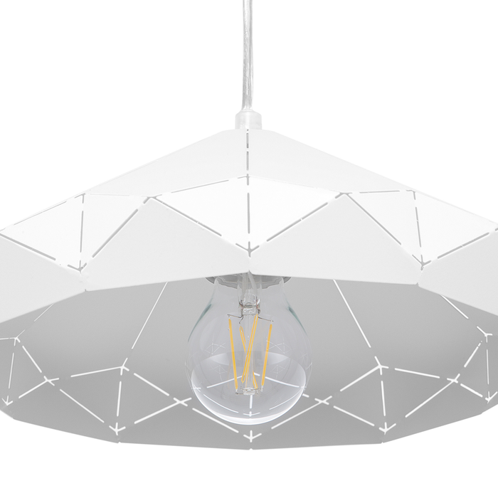 Lampada da Soffitto in Metallo Bianco da 112 cm a Sospensione con Paralume Geometrico Saldato Industrial